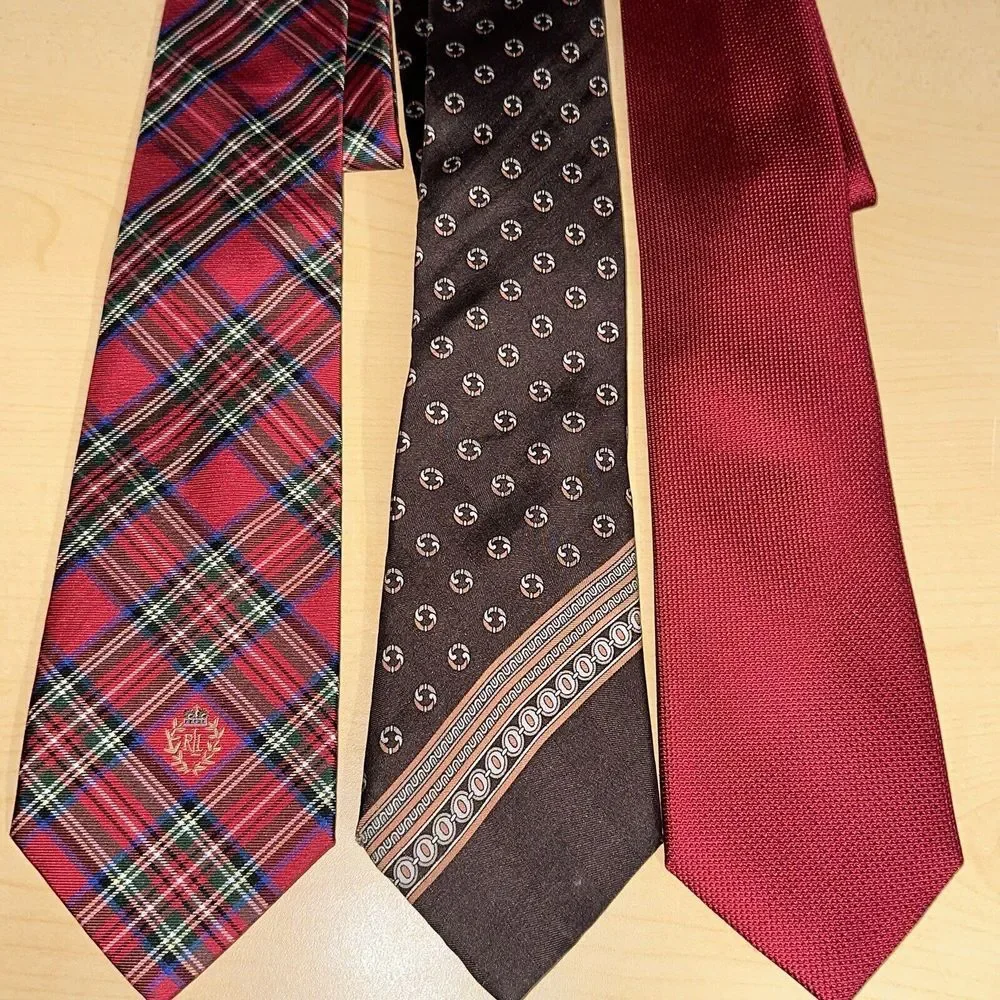 3 PC LOT Men's Designer Silk Neckties Ralph Lauren, Dior,‎ Michael Kors